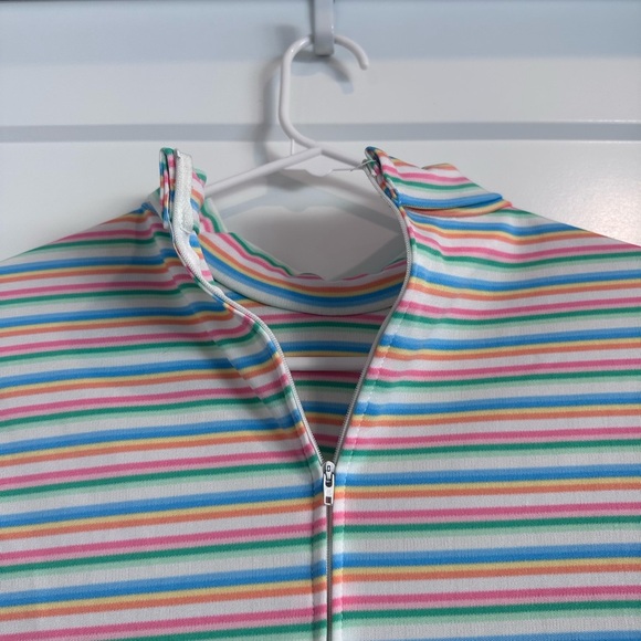 Vintage Peggy Lou California Pastel Striped Mockneck Top Size 38 - Picture 4 of 5